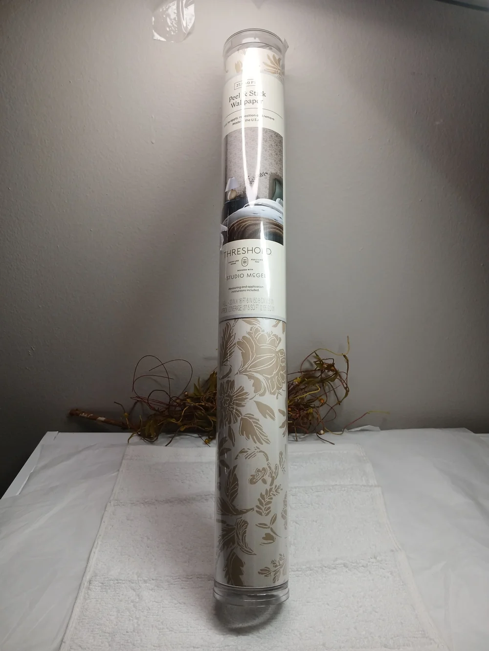 Threshold Studio McGee Floral Damask Wallpaper in Beige and Cream